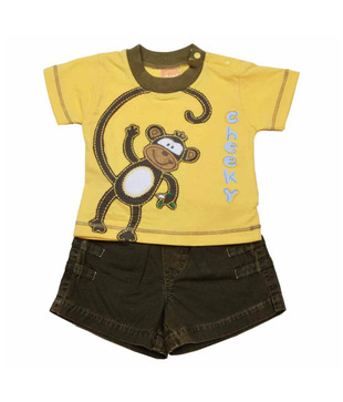 Little Kangaroos Yellow Cheeky Monkey T-Shirt & Shorts