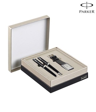 Parker Ambient Laque Black CT Pen Set + Parker Silver Watch Free