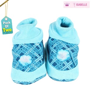 Isabelle Bubbly Blue Infant Booties Pack of 2 For Kids