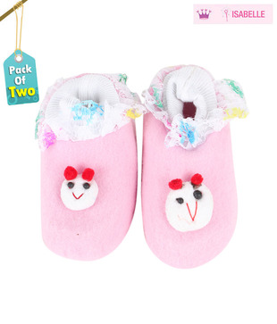Isabelle Pink Teddy Infant Booties Pack of 2 For Kids