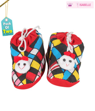 Isabelle Cute Red Infant Booties Pack of 2 For Kids