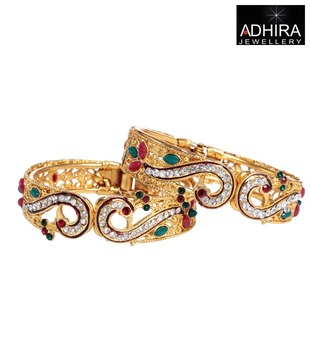 Adhira Dazzling Multicoloured Peacock Kada