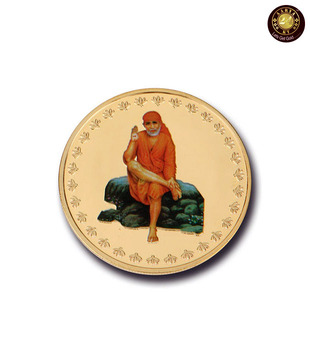 Aarya24kt Sai Baba Gold plated coin AR-CN-010