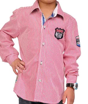 Catmoss Pink & White Striped Shirt For Kids