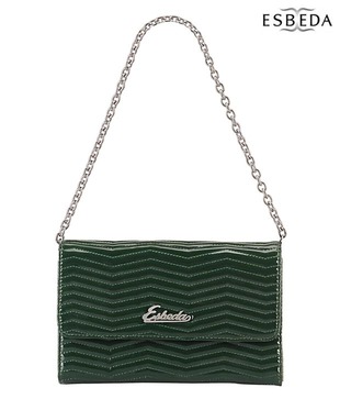 Esbeda Dark Green Wavy Quilted Clutch