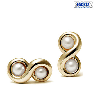 Facetz Double Pearl & Gold Earrings
