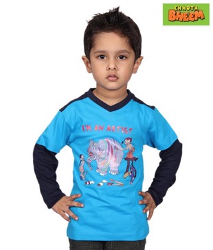 Chhota Bheem Cool Blue & Black T-Shirt For Kids