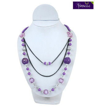 Isabelle Purple Beads & Silver Neckpiece For Kids