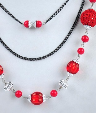 Isabelle Red Beads & Silver Neckpiece For Kids