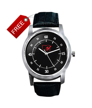 MTV Stylised Black Sunglasses With Free MTV Black Watch Worth Rs 2999
