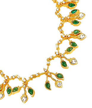 Sharnam Arts Green & White Crystal Necklace Set