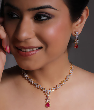 NJE Gorgeous American Diamond Necklace Set