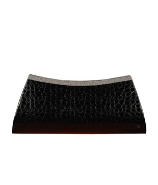 Oleva Black Croc Print Shimmery Clutch With Free Women's Watch