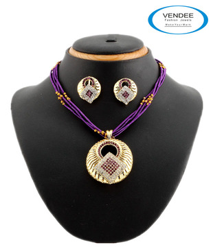 Vendee Fashions Vibrant Pink Pendant Set