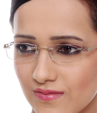 Quantum Rimless Gold Rectangular Frames