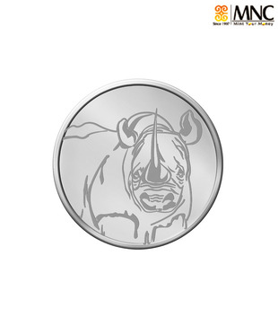 MNC 50 Gm One Horn Rhino Silver Coin With 99.9% Purity