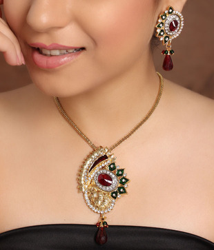 Sia Elaborate Pewter Necklace Set And Bracelet Combo