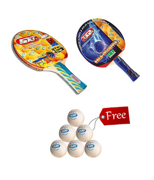GKI Offensive Rago TableTennis  Racket + GKI Fasto TableTennis Racket +  6 GKI Dragon Table Tennis Ball ..