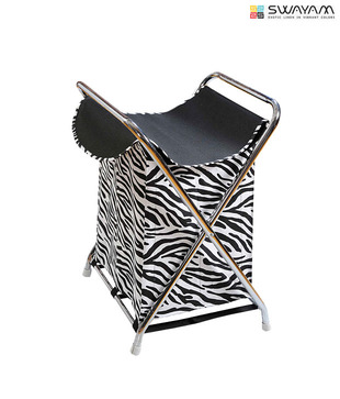 Swayam Black & White Zebra Print Laundry Bag