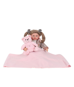 Keona Kidz Cute Pink Baby Blanket & Teddy Set