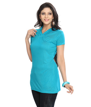Tokyo Talkies Turquoise Blue Breezy Top