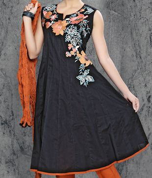Varja Black Anarkali Suit With Dupatta