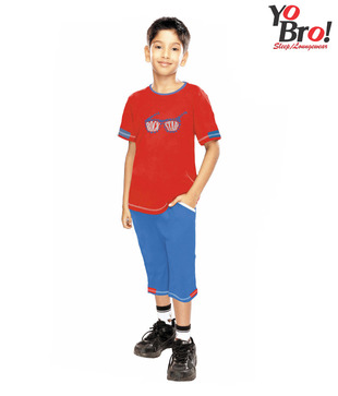 Yobro Red & Blue Night Suit For Kids
