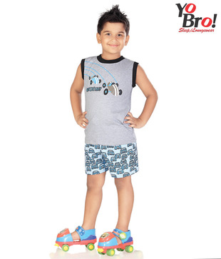 Yobro Grey & Light Blue Night Suit For Kids